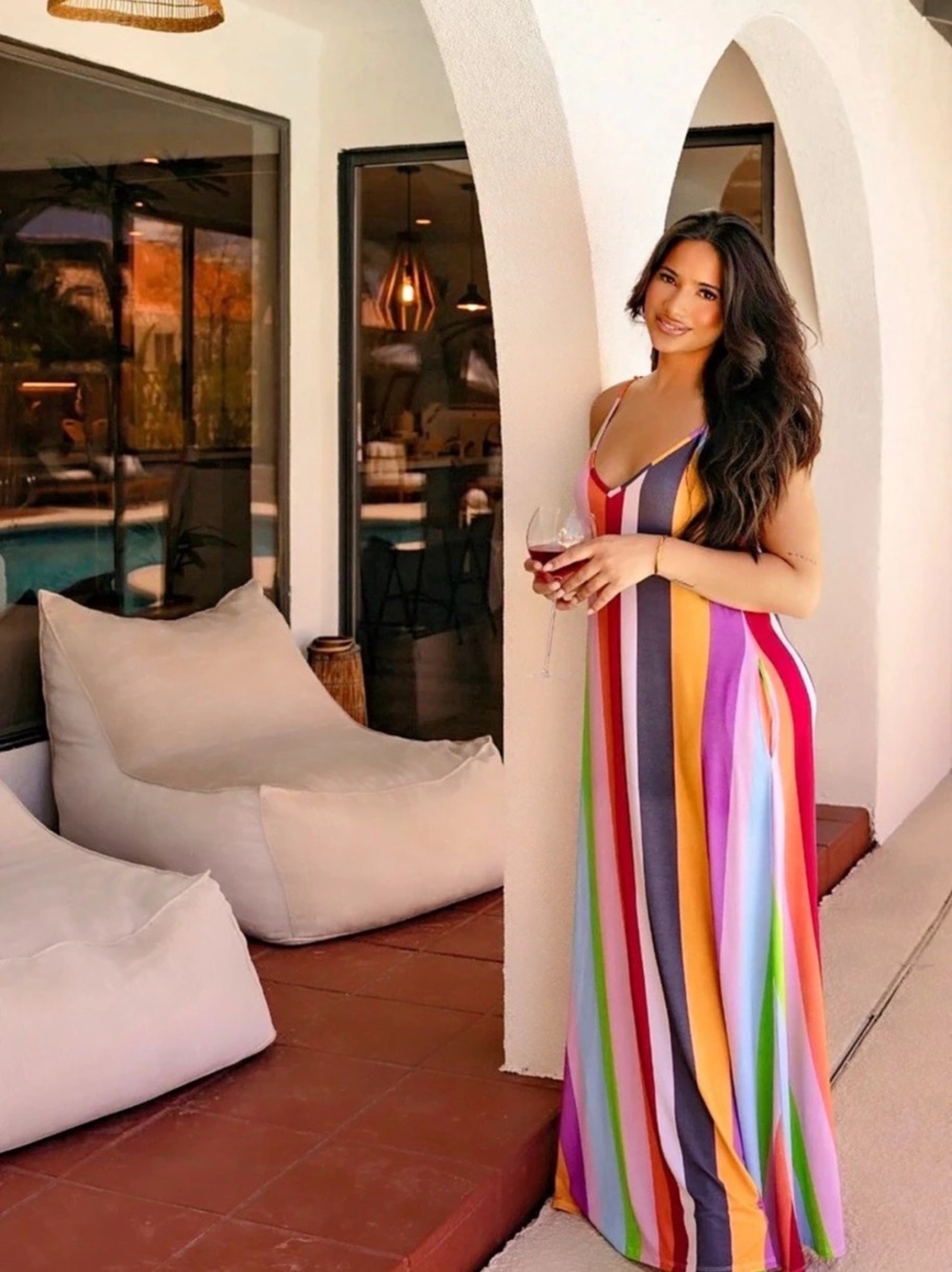 SKIVYS Goddess Gown V2 - Malibu Striped Maxi Dress Multicolor Small